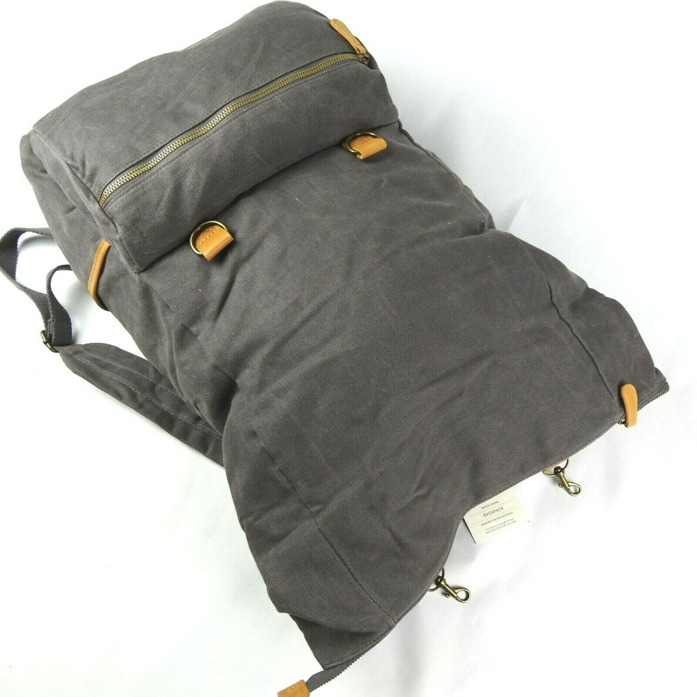Waxed Canvas & Leather Bag Roll Top - Picture 4 of 8